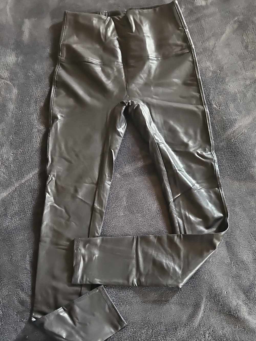 Womens Black Faux Leather Leggings